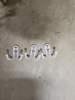 White Double Wall Hooks Set of 3