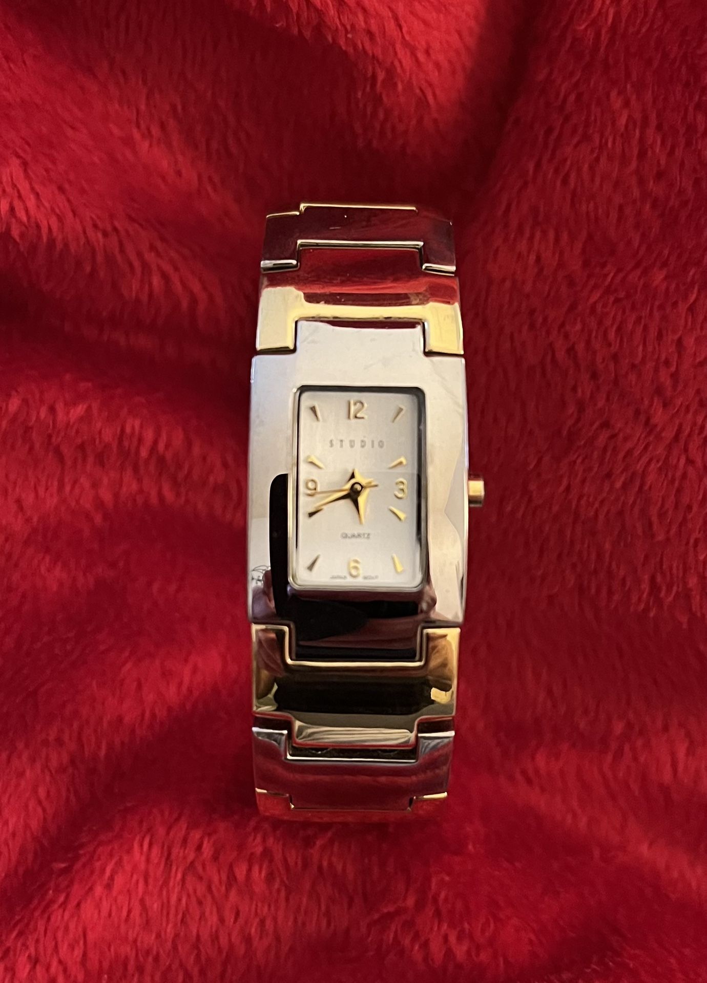 Silver And Gold Bangle Watch 