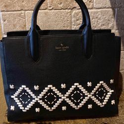 Kate Spade Retired Leather Woven Aztec Print Purse-FIRM