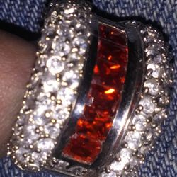 Ruby. Diamond Ring. 925 . Very Big Ring . Real Stones