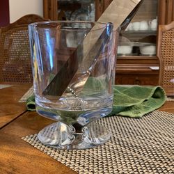 Nambe Crystal Ice Bucket With Tongs