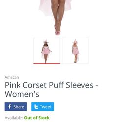 New - Puff Sleeve Corset Top Pink Fancy Adult Costume Size XXL