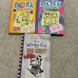 Dork diaries and wimpy kid hardcover books lot 