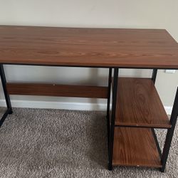 Brown desk with 2 Shelves