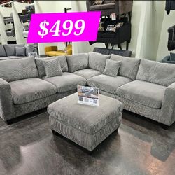 BRAND NEW 4PCS SECTIONAL SOFA SET WITH OTTOMAN AND ACCENT PILLOW INCLUDED $499
