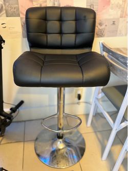 Single bar stool, adjustable faux leather swivel stools, modern stools with backrest and footrest, bar stools counter height for bar, kitchen, dining 