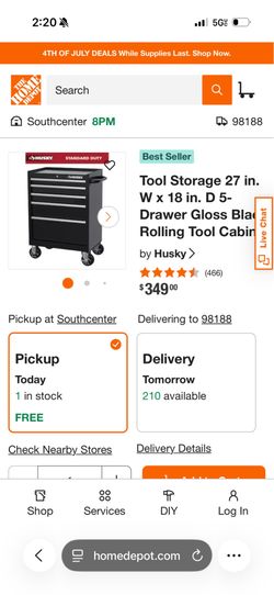 FREE Husky Tool Storage 5 drawers