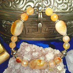 Bracelet carnelian silver colored fobs