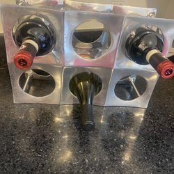6 Bottle Silver Wine Rack