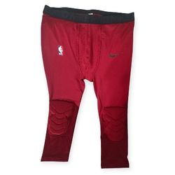 Nike Pro Combat NBA Padded 3/4 Compression Tights Maroon Burgundy Red