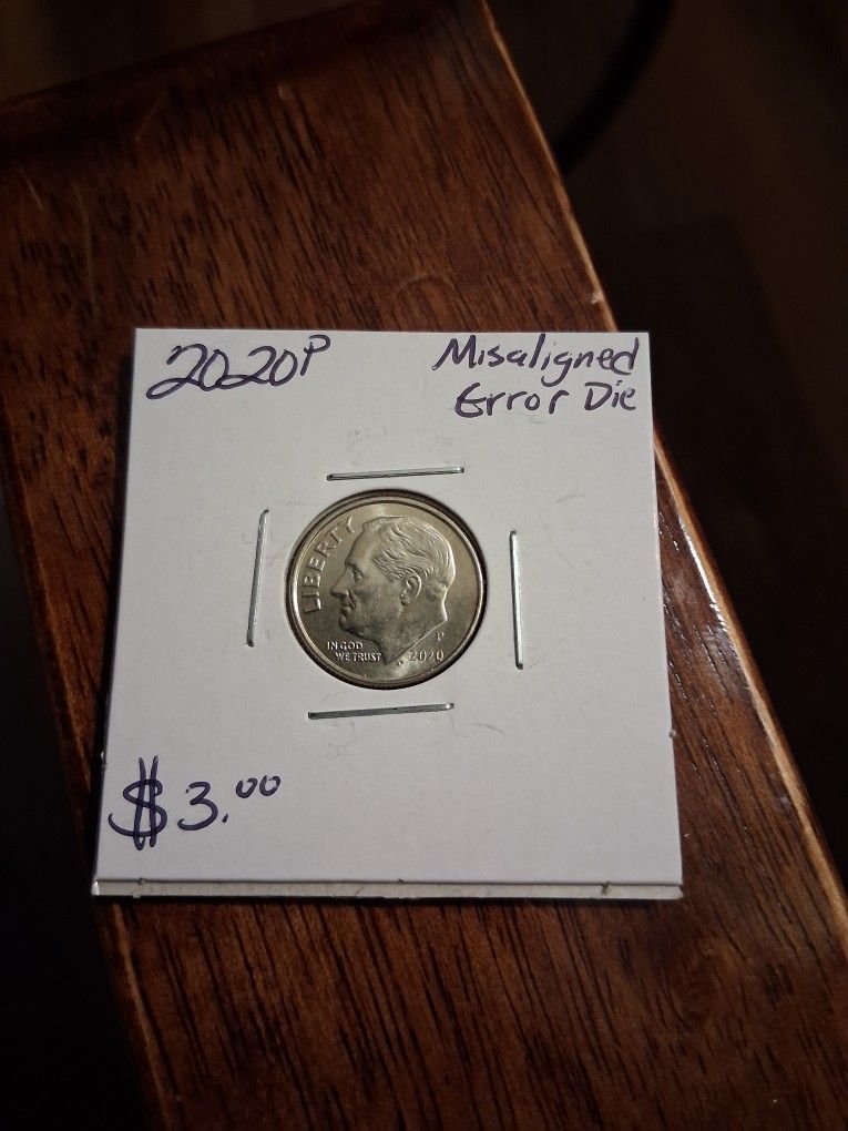 2020-P MISALIGNED ERROR DIE DIME FIRM $3