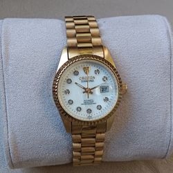 Croton Women's Automatic Watch, 21 Jewels, Case with Gold Fluted Bezel