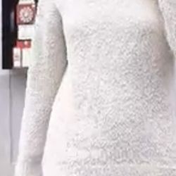 Womens Fuzzy Knitted Pullover Sweater Tops Sherpa Fleece Long Sleeve Side Slit Jumper Tops