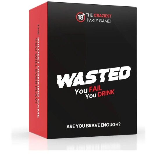 BLY Games Wasted - Drinking Card Game for Adults - Crazy Party Game with Outrageous Dares & Fun Challenges - 3 Levels, 1 Winner!