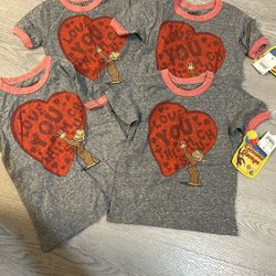 Curious George Heart I Love You This Much Valentine’s Day Shirt for Toddlers in Grey and Red