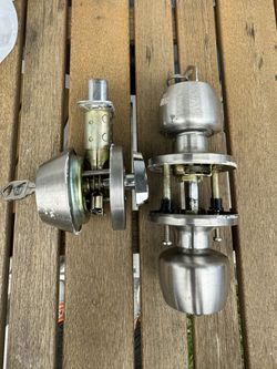 Deadbolt Lock And Door Handle Top And Bottom