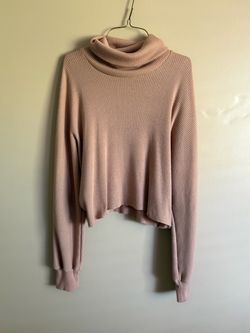 Women’s Tan Ribbed Cropped Turtleneck Sweater Size XL