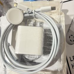 Brand new Apple MFi Certified 2-in-1 USB C Fast iPhone lighting and Magnetic iWatch Charger with 15W Wall Charger Block (White, 6FT)