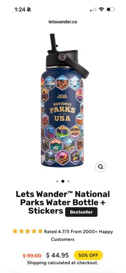Let’s Wander Water Bottle (National Parks Version)