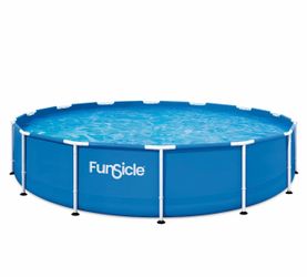 Funsicle 14ft Adventure Above Ground Metal Frame Swimming Pool, Includes FiltraBoost™ 800S Pump with AutoSkimmer, Round, Age 6 & up