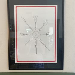 Utensils photo and frame black red