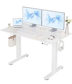 Electric Height Adjustable Standing Desk, 48x24 Inch, Cold White