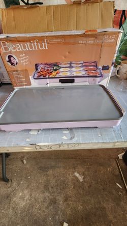 Beautiful XL Electric Griddle 12" x 22" with EverGood Ceramic Nonstick Coating, Rose by Drew Barrymore