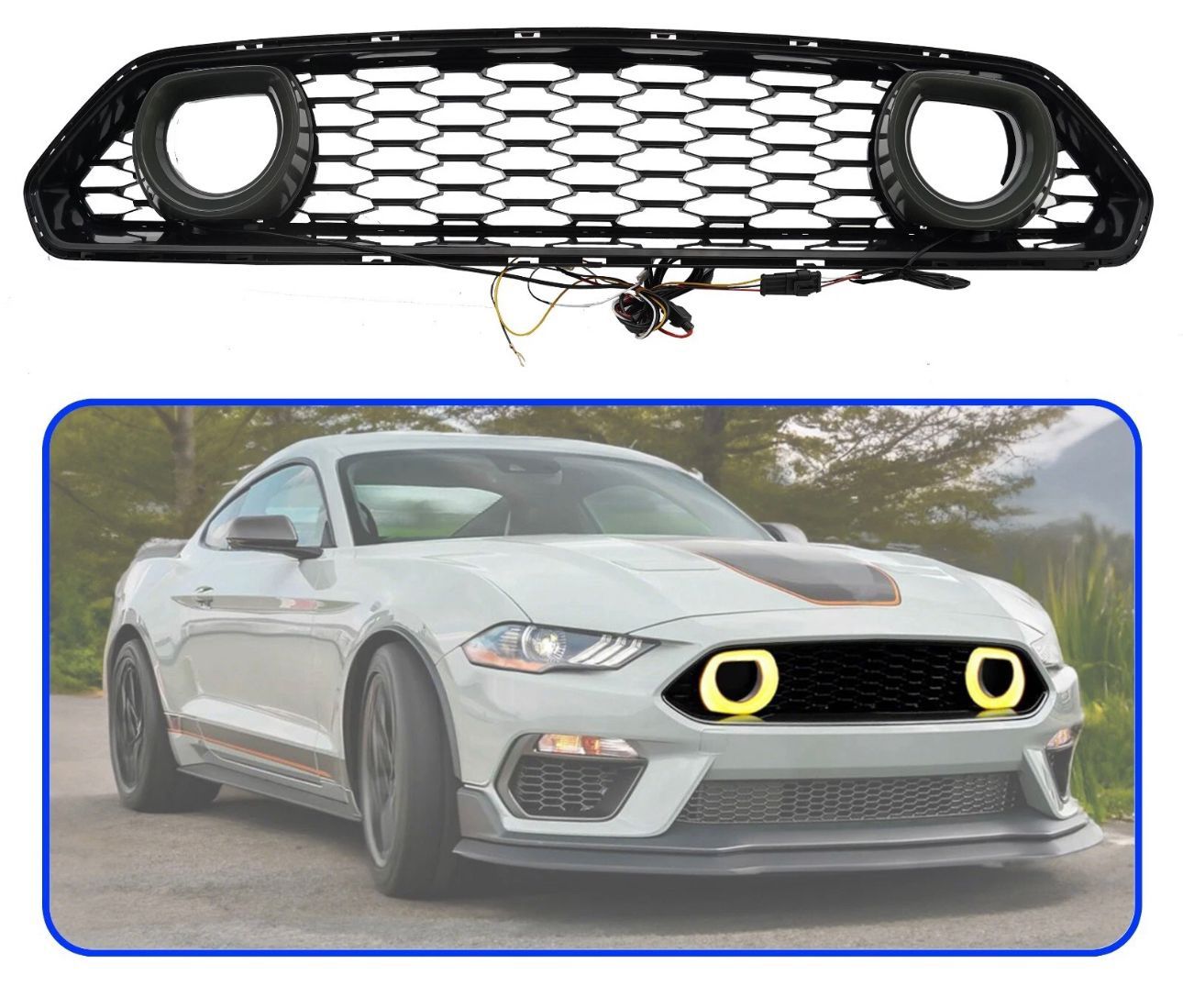 For 18-23 Mustang Mach 1 Style Front Grille LED W/ White & Amber Turn Signal new  Visit our store in Pomona Visita nuestra tienda  Hablamos español