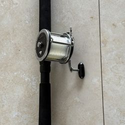 REDUCED PENN 4/0 113 🎣 Fishing REEL on PENN 5.5 STANDUP SLAMMER ROD & 380 Yds Big Game Trilene