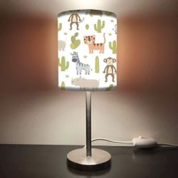 Designer Small Table Lamp Night Light for Children’s Room - 15” Tall - Best Gift for Kids Birthday - Cactus Zoo