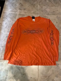 Vintage Harley Davidson Tomahawk Wisconsin Flames Biker Longsleeve SZ L Distress