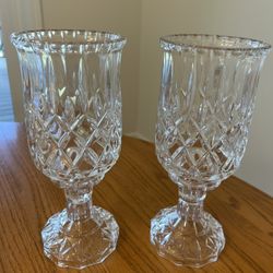 2 -Two piece Lead Crystal Candle Holders