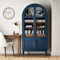 *Brand New* Member's Mark Enzo Storage Cabinet With Rattan Cabinet Doors, Blue