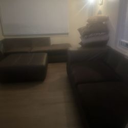 2-piece Brown Sectional And Ottoman