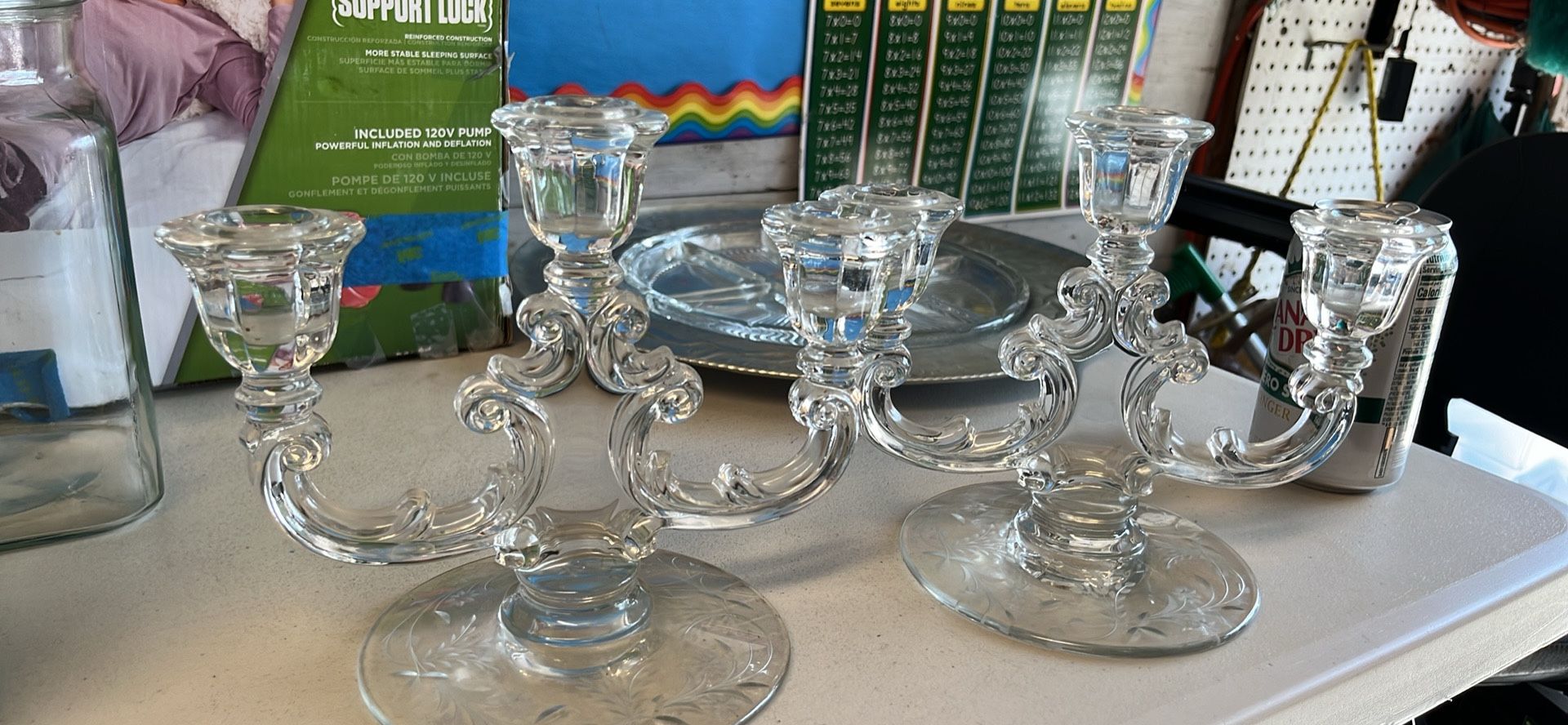 Antique Glass, Candle Stick Holders