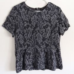 Ann Taylor Floral Tapestry Peplum Blouse - SIze Large