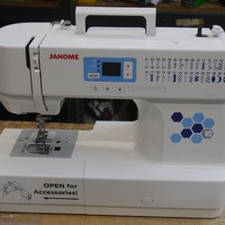 Janome Sewing Machine, White C30 model 805 (blue design) new out of box 