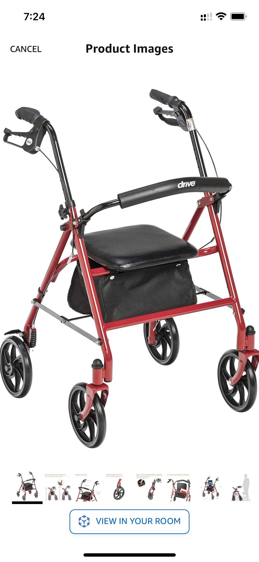 Rolling Walker With Seat In Red Brand New Never Used Rollator - Drive R800KD Steel Rolling Walker
