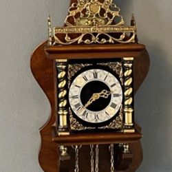 MC - VTG ORIGINAL MAHOGANY DUTCH MECHANIC WALL CLOCK 27"×14"