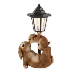 ADORABLE MOM AND BABY RABBIT SOLAR LAMP