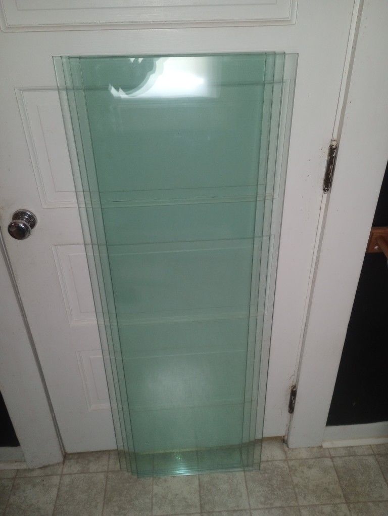 4 Pieces Of Glass Shelving 3/8" Thick 16" Wide And 50" Long