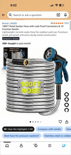 Metal 100ft water hose
