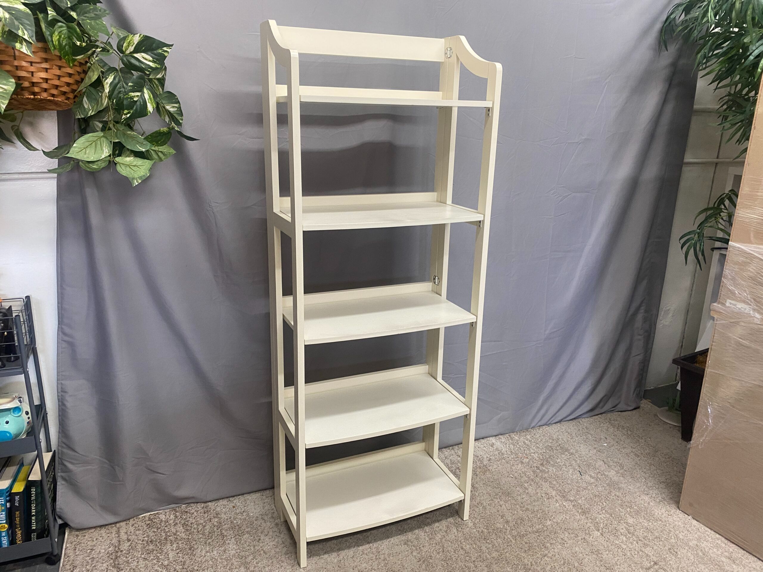White Open Framed 5-Shelf Folding Bookcase