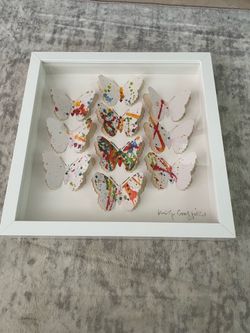 Wood/glass wall picture - butterflies
