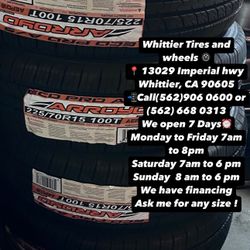 SET OF NEW TIRES  225/70R15 ARROYO HT , INCLUDING MOUNTING AND BALANCING. ASK ME FOR ANY SIZE OR BRAND