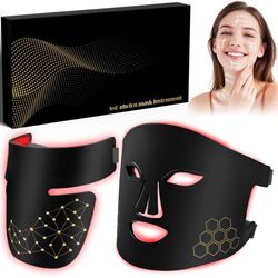Brand New Red Light Therapy for Face and Neck, Infrared LED Mask Light Therapy 4 Light Waves with 850nm Near Infrared, Portable Rechargeable Red Light