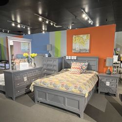 Full Bed Frame, Dresser, Mirror And Nightstand 