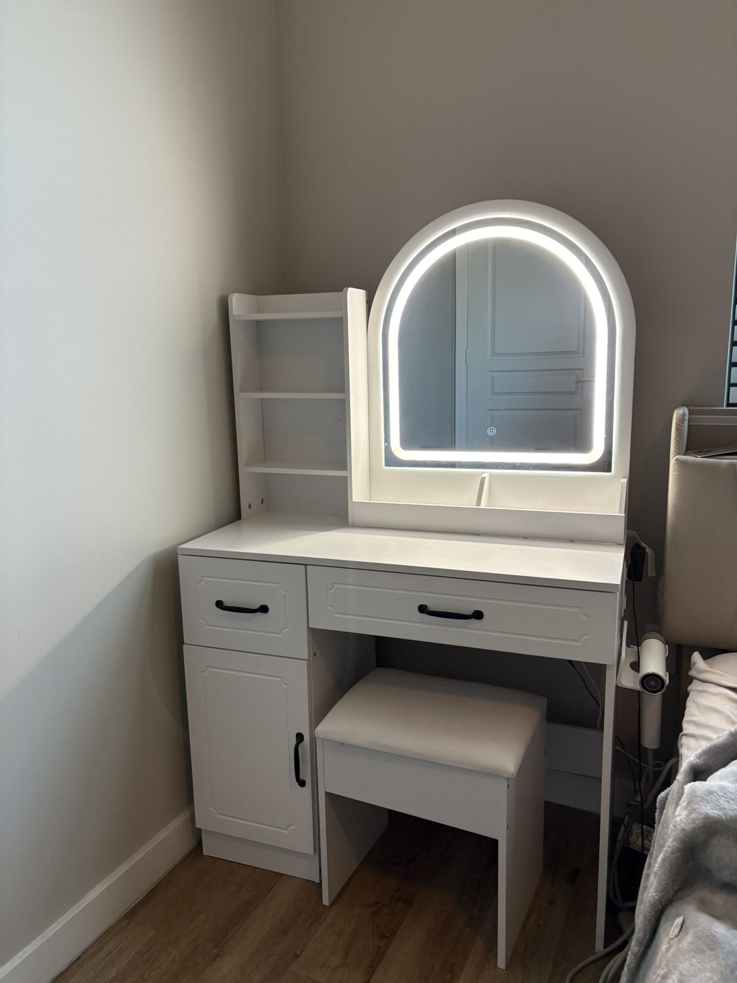 Modern White Vanity with LED Mirror