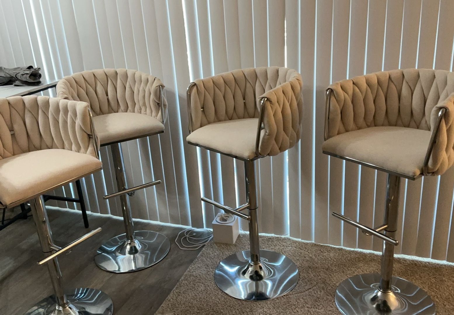 Brand NEW Modern Beige Bar Stools 360 spin- Read description(FINAL PRICE NO Negotiations)