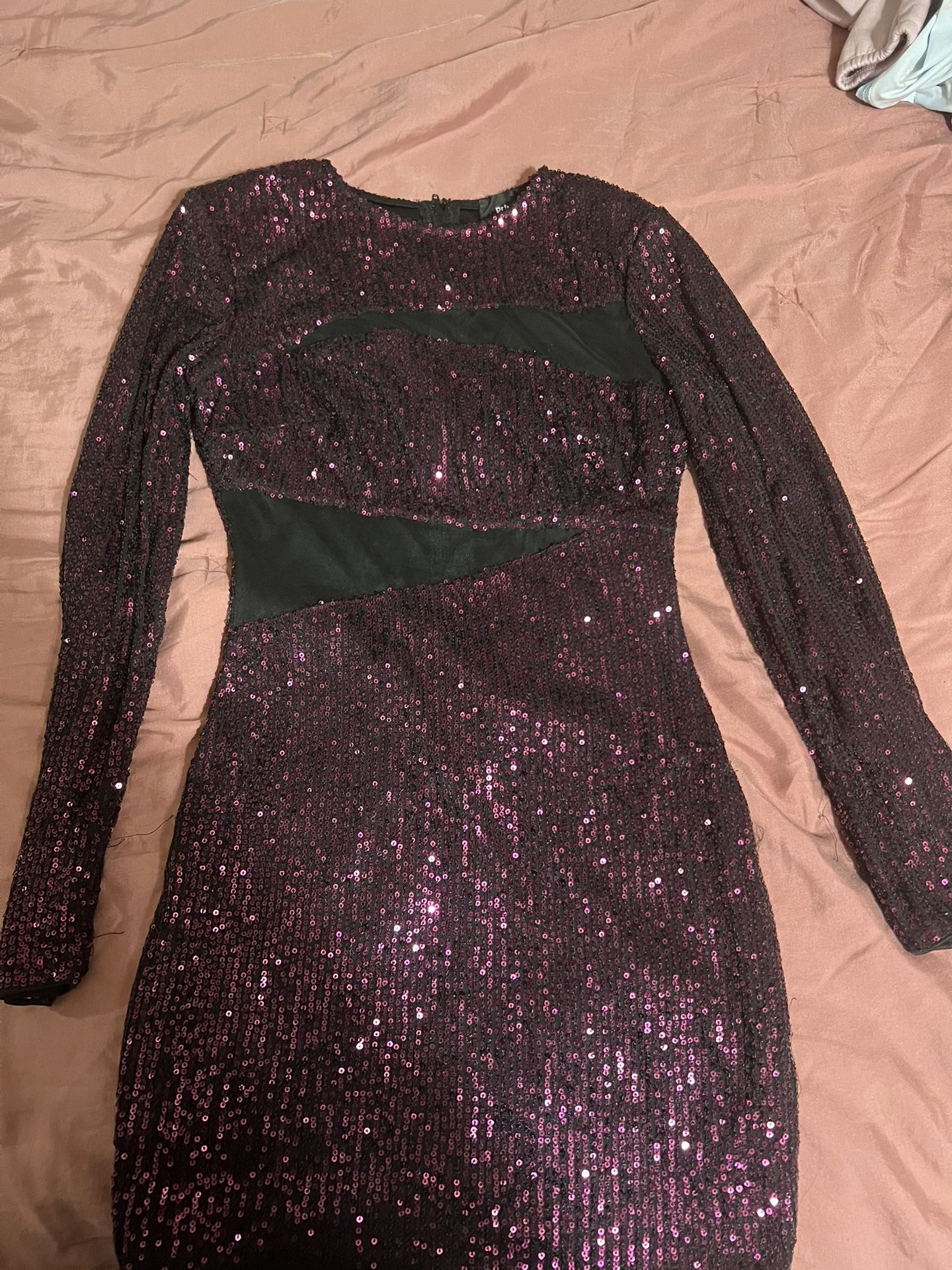 Purple Shiny See Thru Dress Medium